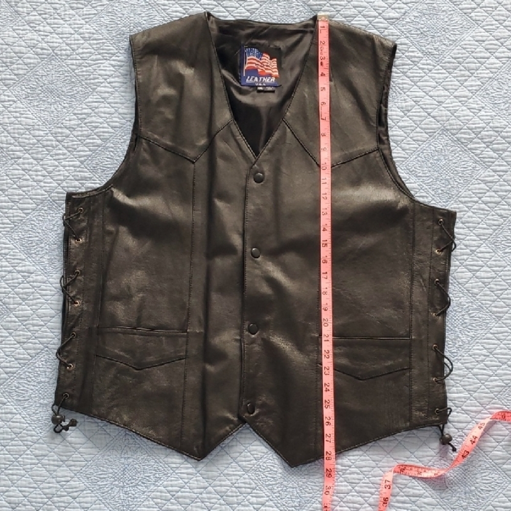 "U.S.A. LEATHER" Black Leather Vest, Size XXL - Picture 11 of 11